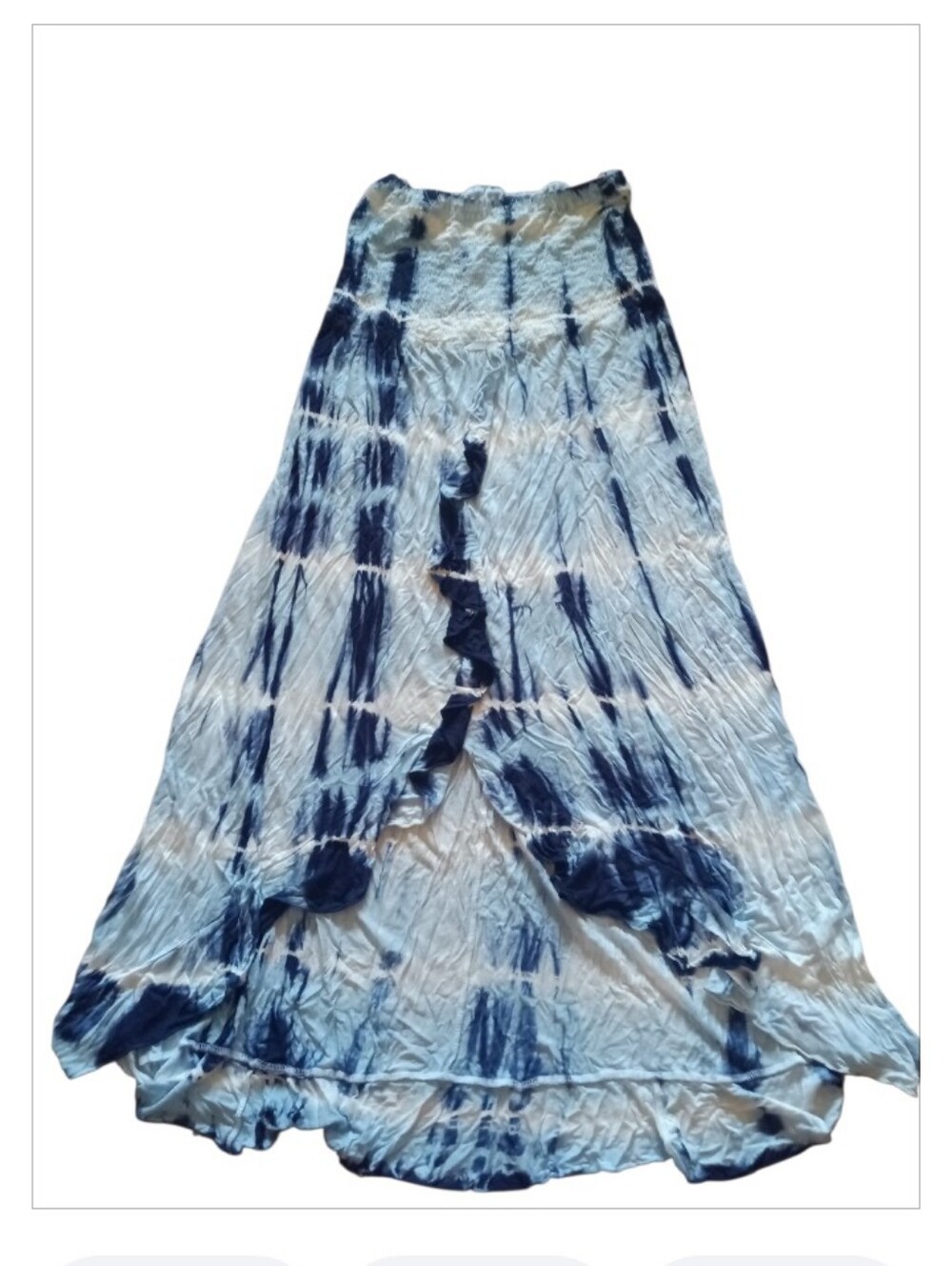 Tie-Dye Blue Tube Top Maxi Dress Lightweight Women's Dress